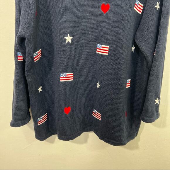 Quacker Factory American Flag Heart Stars Navy Blue Cardigan Size 1X - Picture 8 of 11